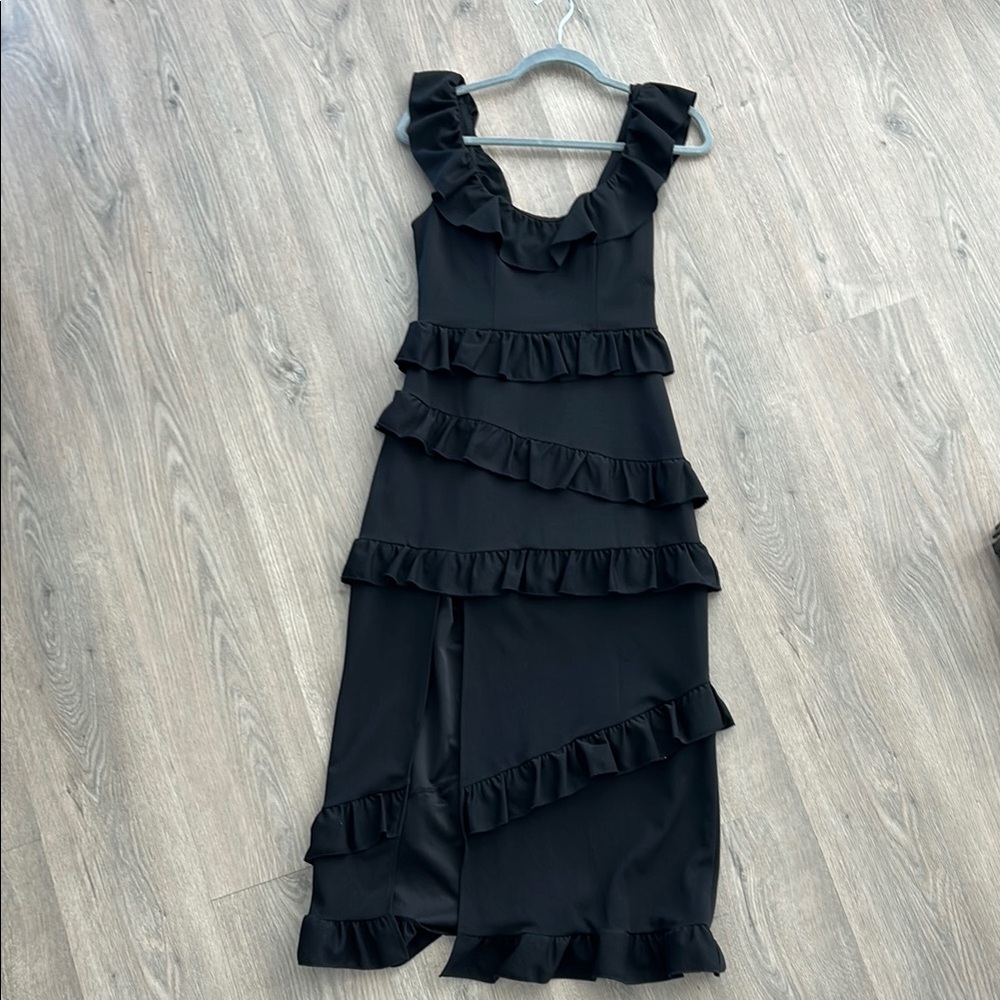 Show Me Your MuMu Black Ruffle Maxi Dress